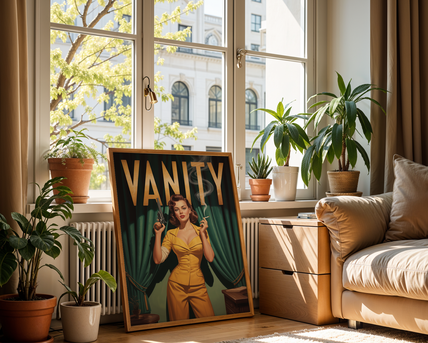 Vanity Poster — Retro Girl Power Wall Art with Attitude and Gun