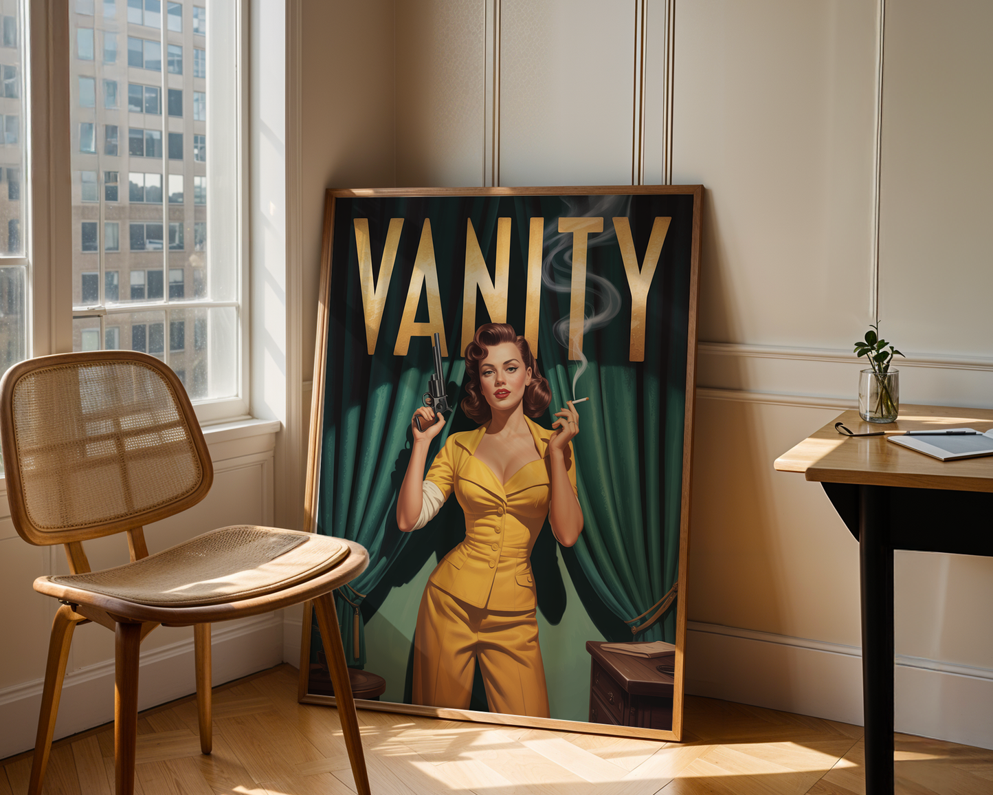 Vanity Poster — Retro Girl Power Wall Art with Attitude and Gun