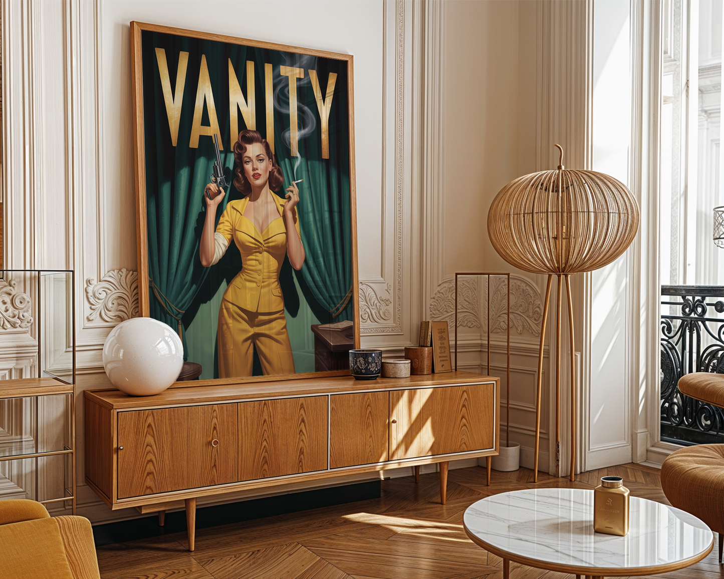 Vanity Poster — Retro Girl Power Wall Art with Attitude and Gun