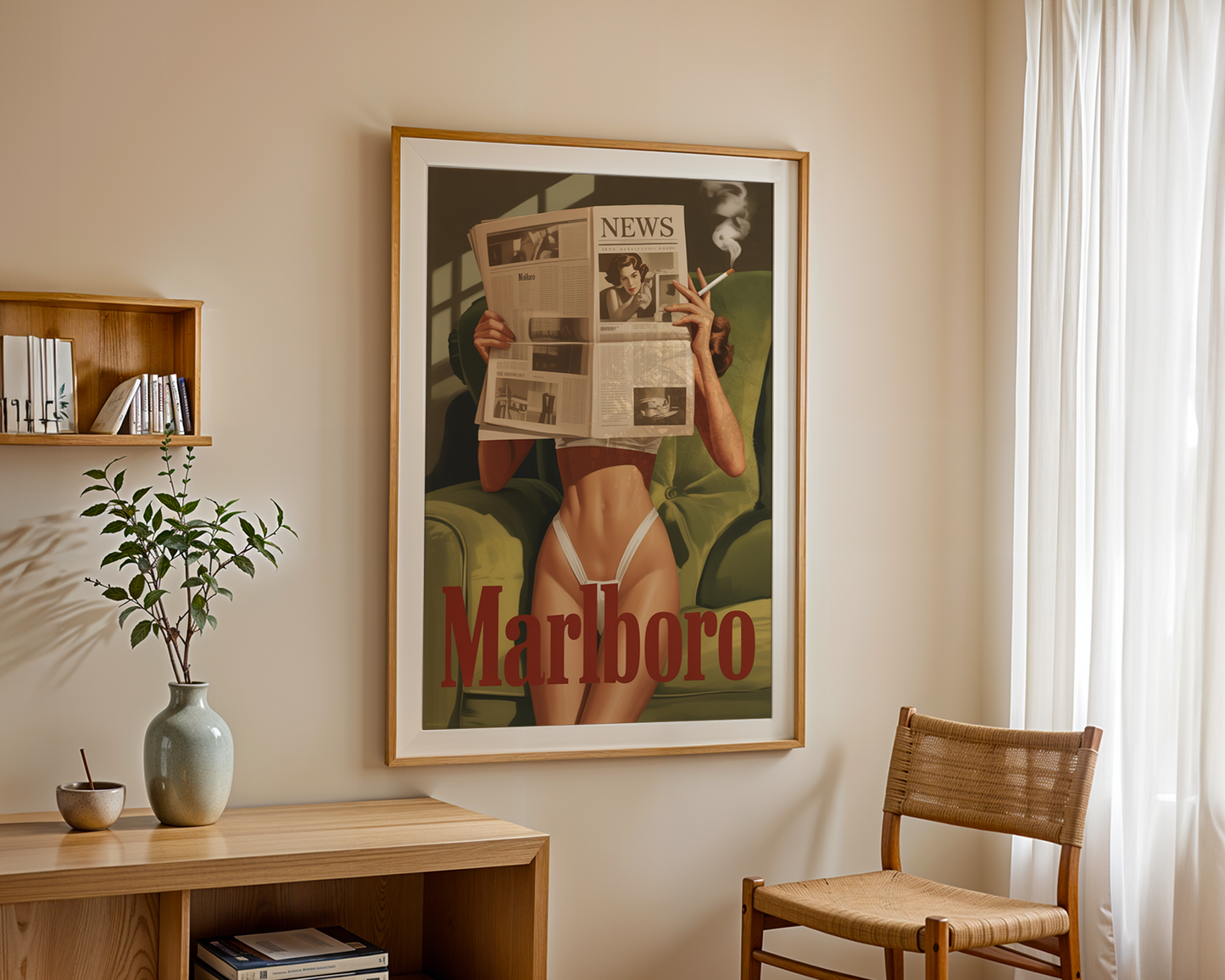 No Headlines, Just Her — Vintage-Style Feminist Poster