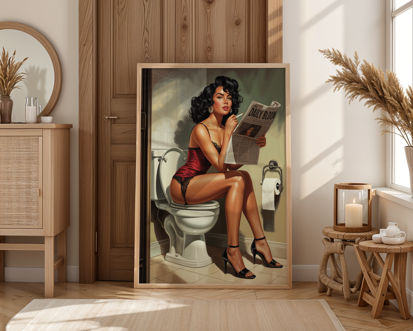 Pin-Up Bathroom Poster – Playful Retro Wall Print