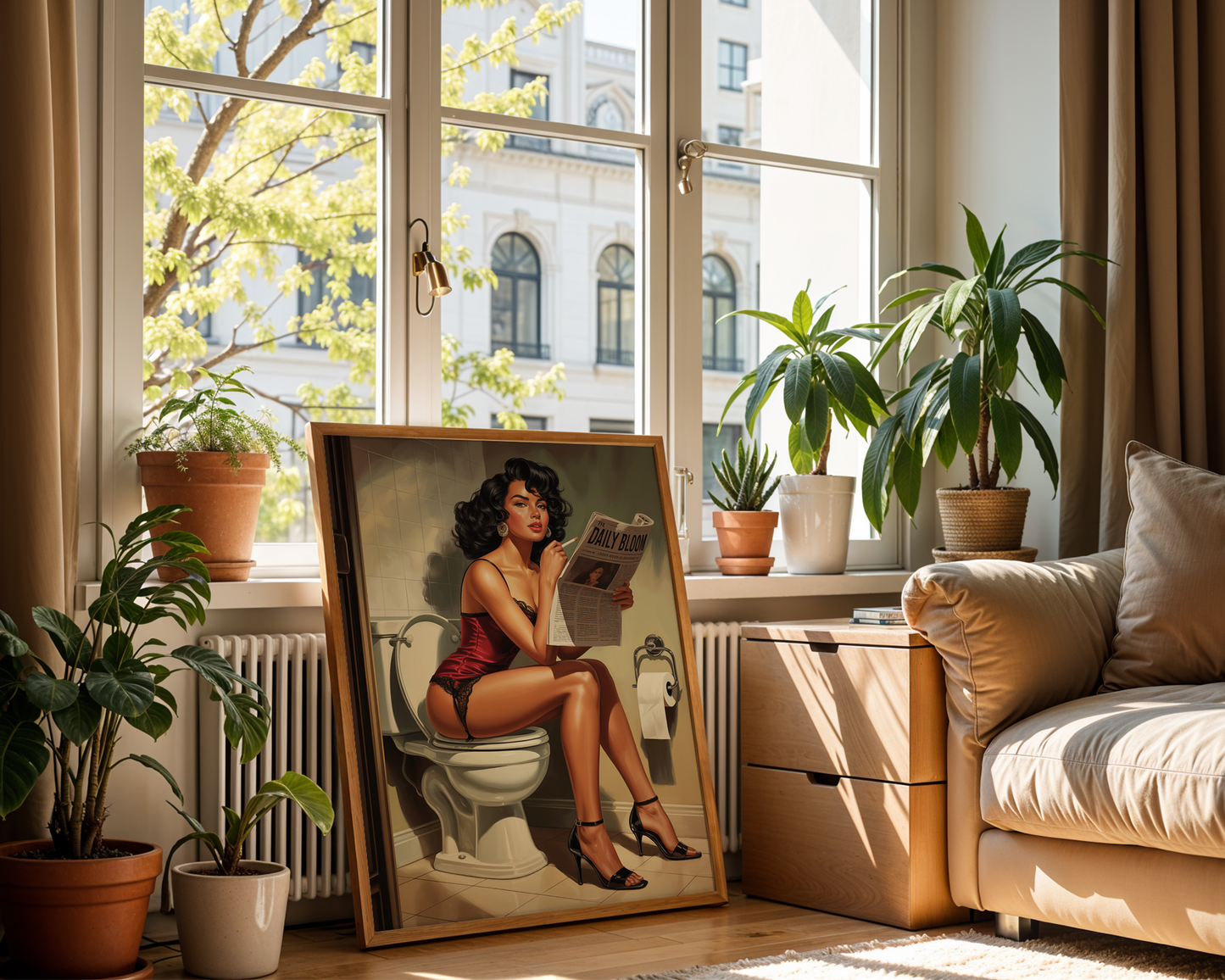 Pin-Up Bathroom Poster – Playful Retro Wall Print