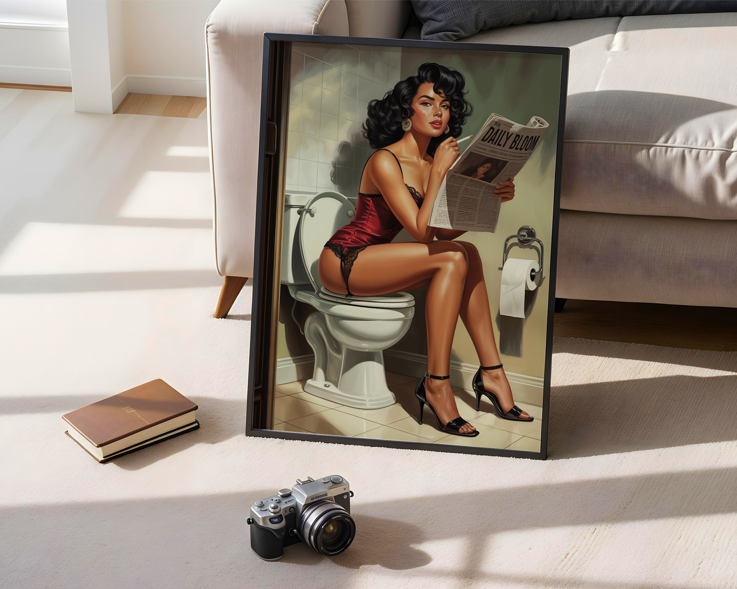 Pin-Up Bathroom Poster – Playful Retro Wall Print