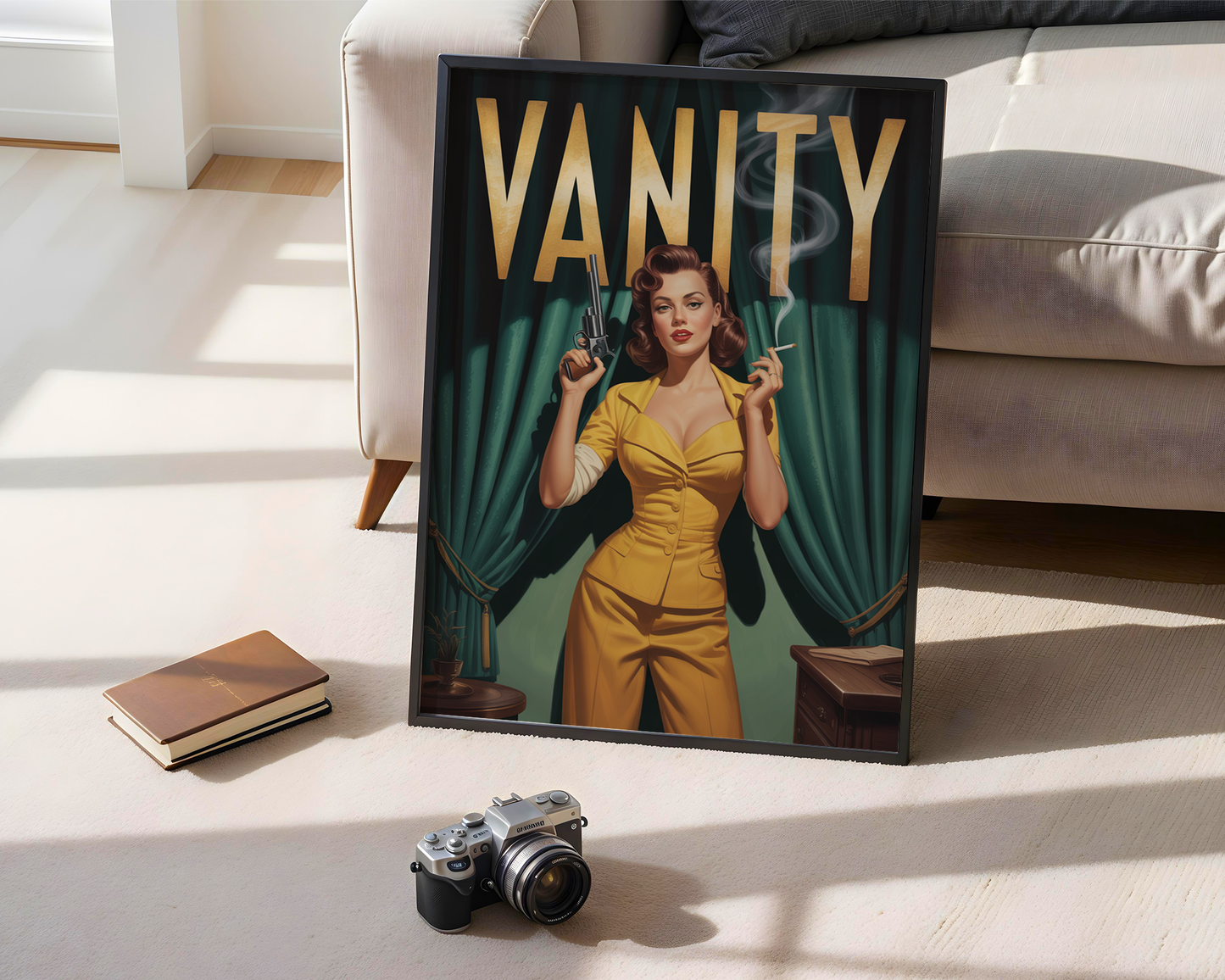 Vanity Poster — Retro Girl Power Wall Art with Attitude and Gun
