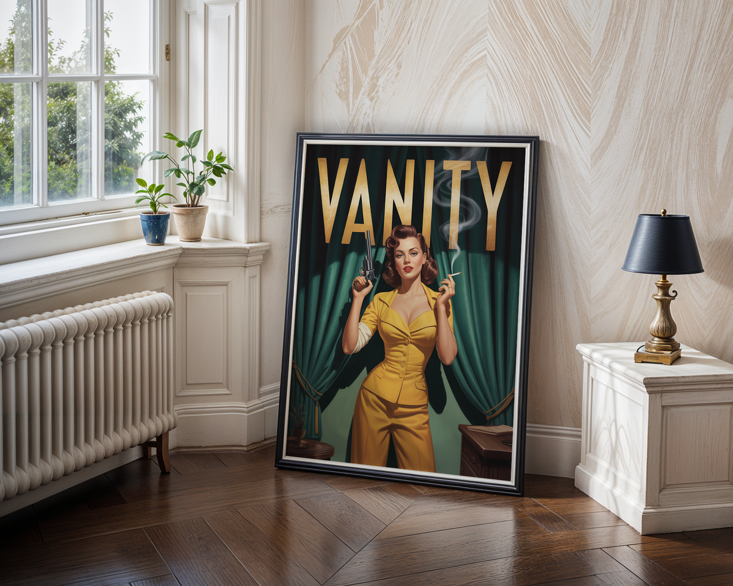 Vanity Poster — Retro Girl Power Wall Art with Attitude and Gun