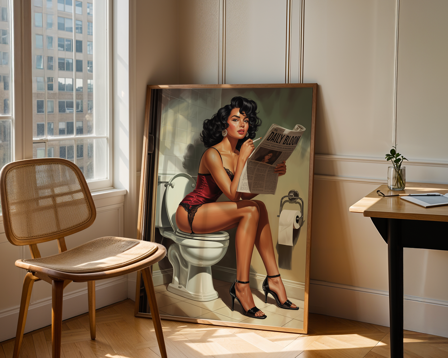Pin-Up Bathroom Poster – Playful Retro Wall Print