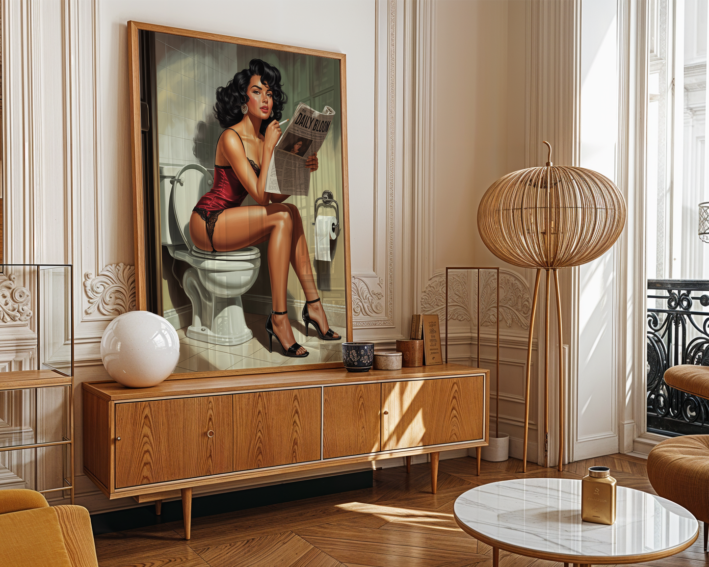 Pin-Up Bathroom Poster – Playful Retro Wall Print