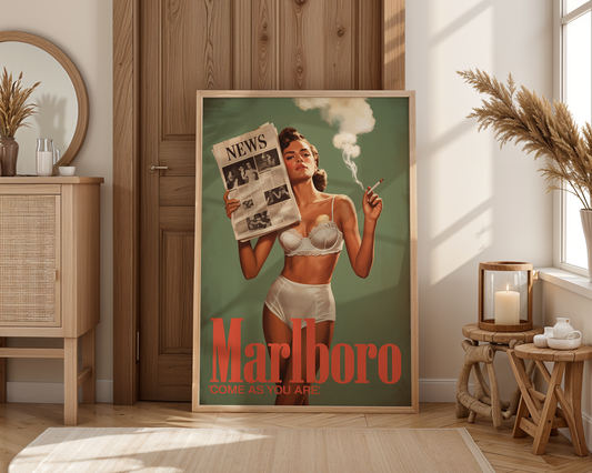 Marlboro News Poster — Retro Attitude Print with Green Pop