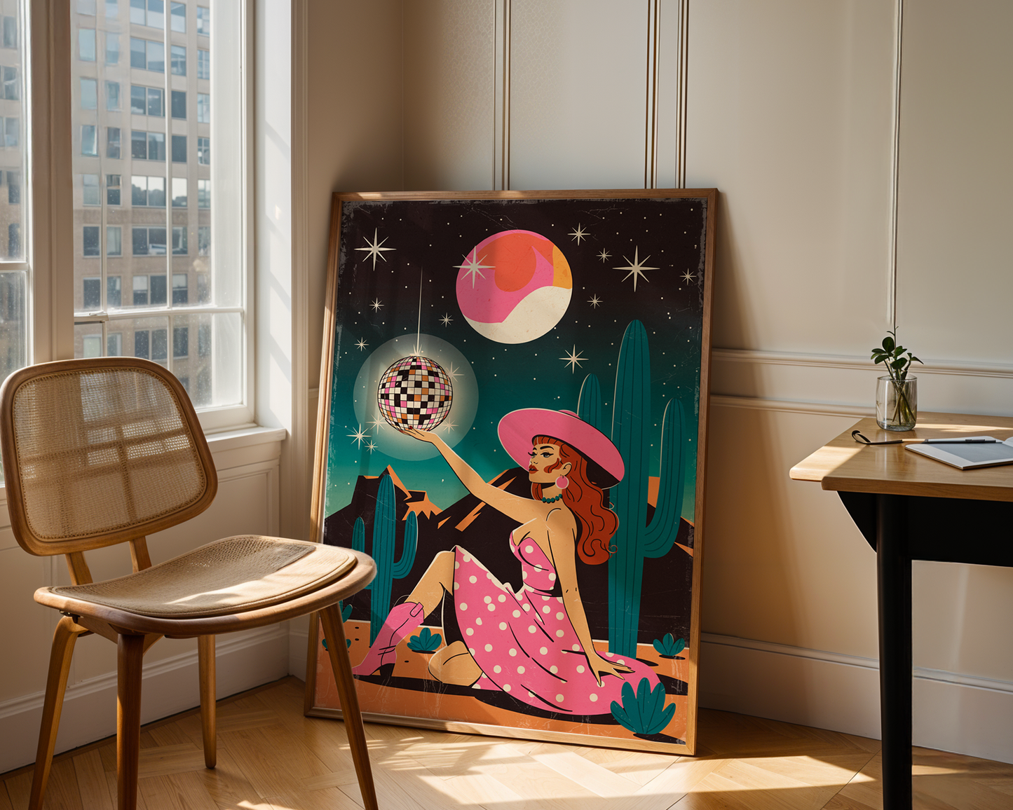 Cowgirl Disco Poster – Retro Western Glam Art Print