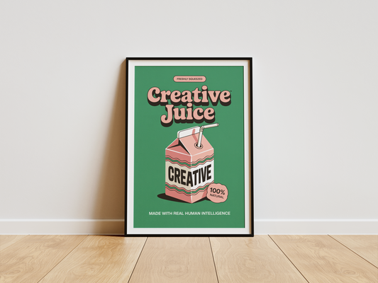 Creative Juice Poster – Funny Retro Art Print for Designers & Creatives