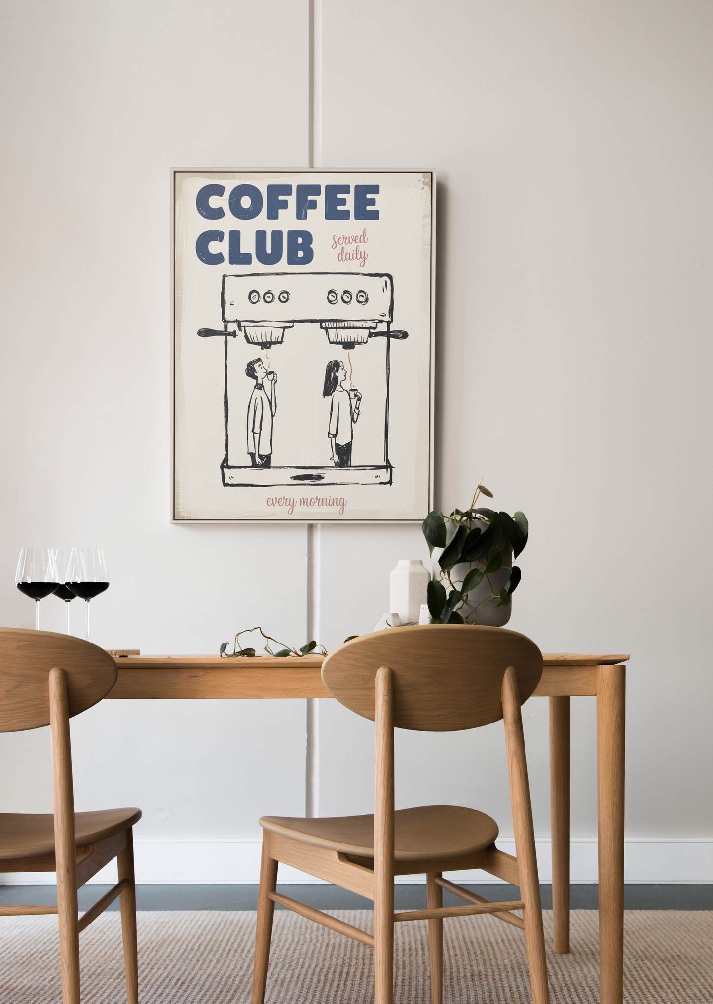 Coffee Club Poster – Daily Morning Coffee Art Print for Kitchen or Café