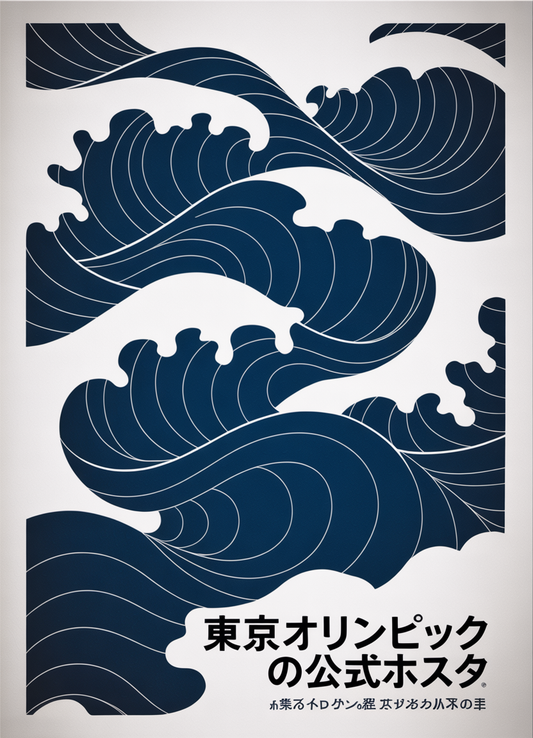 Japanese Wave Poster – Minimalist Tokyo Style Ocean Art Print