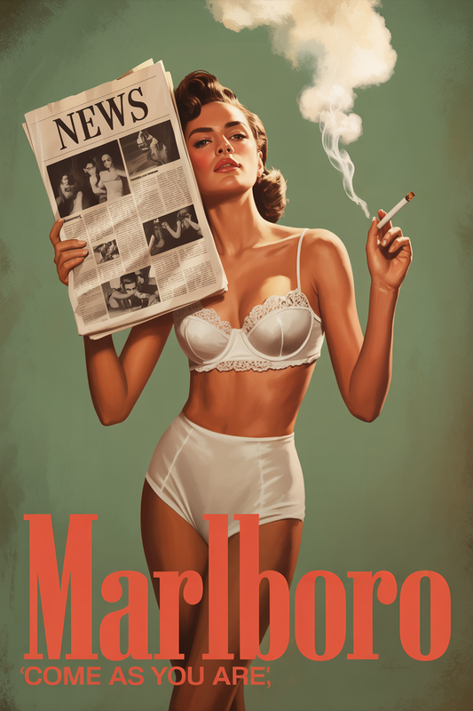 Marlboro News Poster — Retro Attitude Print with Green Pop