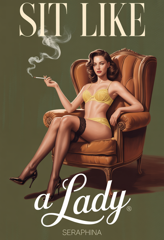 Pin-Up Poster “Sit Like a Lady” — Feminist Vintage Wall Art