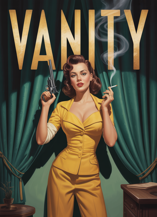 Vanity Poster — Retro Girl Power Wall Art with Attitude and Gun